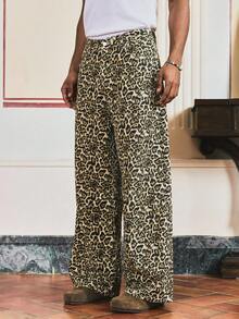 SWAVVY 男士宽松休闲豹纹牛仔裤 - 軍綠色 - 查看 4