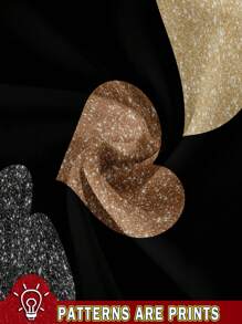 Mellowie Heart Printed Plus Size Drop Shoulder Drawstring Hoodie Sweatshirt, Thick Fabric, Suitable For Autumn/Winter Fall