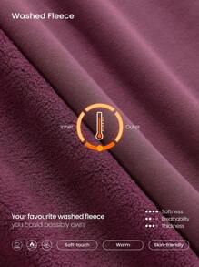 GLOWMODE Washed Fleece Soft Warm Oversized Adjustable Drawstring Hoodie Sweatshirt With Side Pockets Daily Casual Fall Winter - Purple - View 5