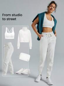 GLOWMODE COTTON-BLEND Lông cừu Vòng eo có thể điều chỉnh Túi Chạy bộ Ấm áp Thân thiện - trắng - Xem 5