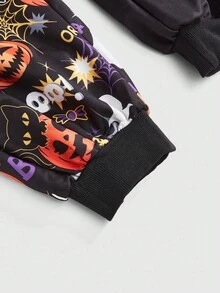 ROMWE 2pcs/Set Halloween Pumpkin & Ghost Print Tank Top & Sweatpants - Multicolor - View 4