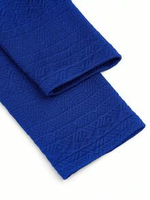 GlowEve Textured Fabric Zip-Up Casual Motorcycle Jacket With Lapel Collar - Royal Blue - View 4