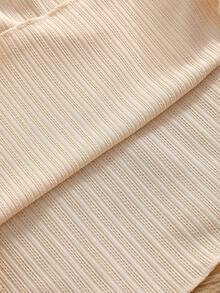 3pcs/Set Tween Girl Ribbed Solid Color Long Sleeve T-Shirt Set Chic For Autumn/Winter Fall - Multicolor - View 7