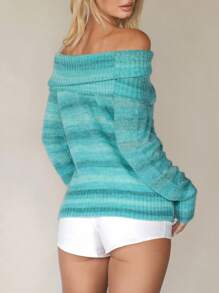 Aloruh Women's Fall/Winter One Shoulder Tie-Dye Gradient Color  Long Sleeve Loose Sweater