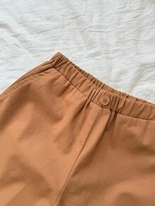 Loomiva 男童休闲纯色带口袋长裤 - 棕色 - 查看 5