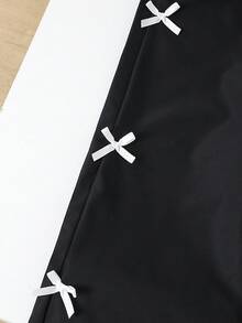 SHEIN 2 件套青少年女孩彩色蝴蝶结荷叶边短袖白衬衫 + 紫色宽松阔腿裤，休闲日常和节日装，夏季 - 彩色 - 查看 10