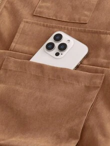 Manfinity NXTstreet Men's Casual Zip Up Multi-Pocket Vest, Fall Winter - Brown - View 3