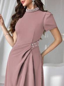 Coutiva Formal Evening Dress For Women (Embellished) - Pink - View 3