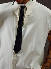 ROMWE MEN Prep Áo sơ mi nam cổ rộng vai màu tương phản thời trang mùa hè - Nhiều màu - Xem 2