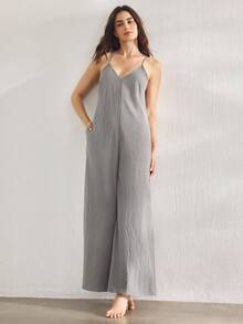 Ocili 休闲舒适连体裤，宽松阔腿款式，100%纯棉面料，舒适 - 灰色 - 查看 7