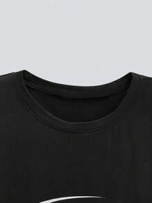 MODCRASH 男士标语图案落肩T恤，春夏款 - 黑色 - 查看 3