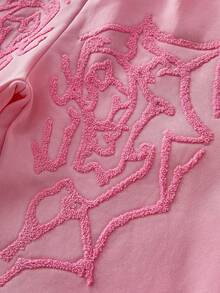 PAVTROS Men's Street-Style Popular INS Matching Pink Heart LOVE 3D Embroidery Sweatshirt & Pants Set, Outdoor Music Festival, Nightclub Bar, Boyfriend/Husband Gift, Anniversary Gift , Men 2 Pieces Set Pink , Men Sweat Suit Set , Pink Sweatpants Men , Fall Clothes - Pink - View 4