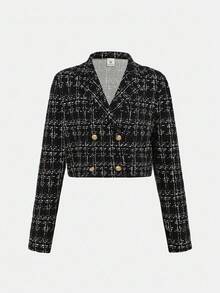 Girlism 少女都市时尚长袖夹克和贴身迷你裙套装 - 黑色 - 查看 8