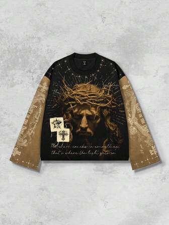 Goth Men's Streetwear Graphic Print Pullover Hoodie, Suitable For Everyday Wear, Spring/Summer, For Fall