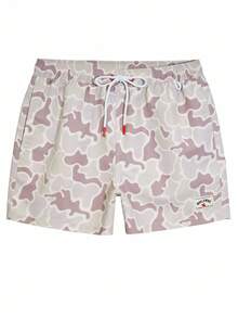 Manfinity Swimmode Men's Drawstring Waist Camo Print Pocket Beach Shorts - Multicolor - View 3