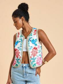 Travachic Vacation Printed Cropped Woven Women's Tank Top In Fall/Winter - Multicolor - View 4