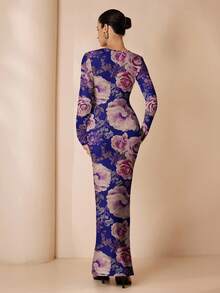 Glamance N_Standard Women's Elegant Floral Print Fitted Dress