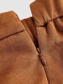 SHEIN MOD Falda con flecos marrón retro de estilo urbano - Marrón - Ver 5