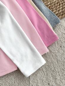 LMoss Kids LMoss Young Girls' Casual Basics Solid Color Knitted Elastic Long Sleeve Undershirt Tops Multiple 6 Pieces, Great For Casual & Daily Wear & School Daily In Autumn & Winter, Must-Have, Versatile,Suitable For Home, Can Be Worn Inside Or Outside,Mom And Daughter Matching,Sister And Me,Winter Clothes, Fall - Multicolor - View 4