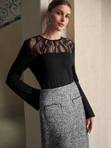 ZEYLAH 厚花呢A字裙，秋冬 - 灰色 - 查看 7