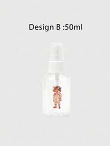 ROMWE Kawaii Set de 4 mini botellas de spray de PET transparente con diseño de niña de dibujos animados, contenedores recargables para maquillaje y perfume - Multicolor - Ver 4