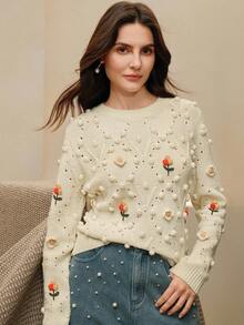 Anewsta Pull tricoté automne/hiver, design oversize doux et jeune avec motif de fruits 3D, à la mode et confortable