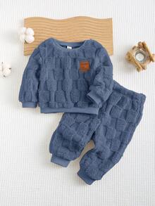 Cozy Pixies Bộ 2 quần jogger cổ tròn in hình gấu dễ thương cho bé trai - Màu xanh bụi bặm - Xem 5