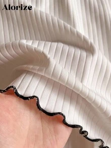 Tween Girls' Color Block Trim Bow Decor Long Sleeve Dress - White - View 6