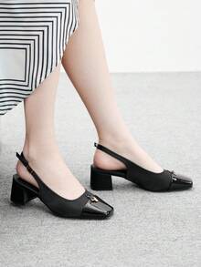 CUCCOO BIZCHIC 女士经典低跟露跟平底鞋，黑色 - 黑色 - 查看 5