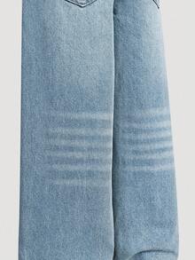 SHEIN Explorewe Girls' Back-To-School Washed Blue Wide Leg Jeans,Loose Casual Classic 5-Pocket Snug Fit Straight Leg Denim Pants,Soft Comfortable Fall Winter Trousers - Medium Wash - View 8