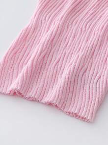 SHEIN LUNE Women's Asymmetrical Ribbed U-Neck Knit Top, Fitted Short Sleeve - Pink - View 4