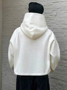 SWAVVY 男士休闲宽松长袖连帽运动衫，适合秋冬季日常穿着 - 米色 - 查看 3