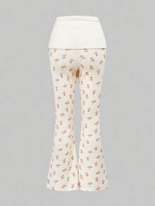 ROMWE Fairycore Y2K Cute Deer Embroidery Camisole + Allover Deer Print Knit Pants 2 Pieces Set - Beige - View 8