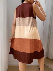 SHEIN Camisón informal de talla grande con estampado de rayas de colores, Camisón tipo "Moo Moo" - Marrón Mocha - Ver 2