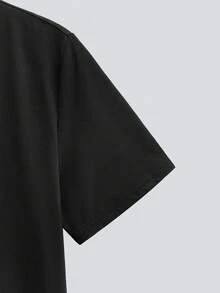 MODCRASH 男士标语图案落肩T恤，春夏款 - 黑色 - 查看 5