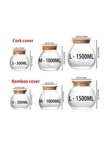 1pc 16.91oz Airtight Glass Storage Jar With Bamboo Lid Multi-Purpose Round Container For Tea, Snacks Etc. - Easy Clean Kitchen Organizer