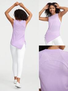 GLOWMODE Just E Drawstring Asymmetric Design Tank Top - Mauve Purple - View 7