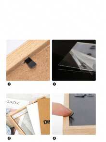 3件套MDF木纹相框，适用于照片墙，尺寸分别为10x15、15x20、20x25英寸（A4尺寸），木色相框带支架，照片装饰及纪念礼品 - 彩色 - 查看 4
