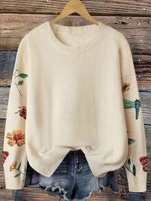 EMERY ROSE Plus Size Casual Crew Neck Long Sleeve Pullover Sweater Fall Winter Cloth For Women Autumn