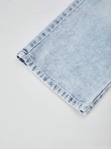 SHEIN 2pcs/Set Tween Girls Loose Casual Strap Shoulder Print Sweatshirt And Light Blue Denim Pants Sets, Suitable For Daily Commute, Casual Streetstyle, Gatherings, Spring/Summer New York Outfit Jean Outfit Set Y2k Outfit Fall Winter