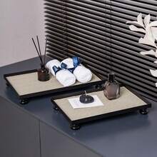 1 件北欧风格皮革珠宝收纳盒、化妆品收纳托盘、家居装饰配件、矩形白色编织皮革盘，适用于客厅、浴室、节日