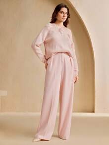 Anewsta Suéter elegante y de alta gama para mujer con manga larga, diseño de flores 3D huecas hecho a mano, suave y juvenil, para otoño/invierno