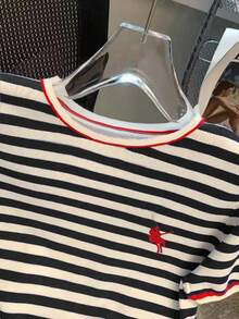 INAWLY Plus Size Women Casual Round Neck T-Shirt With Embroidered Knight Striped Pattern, Back To School Gift - Multicolor - View 4