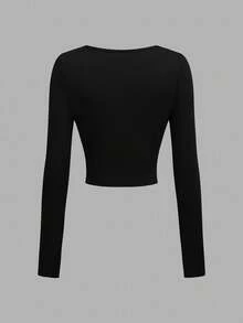 SHEIN Girlism Teen Girls' Solid Color Round Neck Knit Snug Fit Long Sleeve All-Match Casual Versatile T-Shirt Multipack Fall Winter