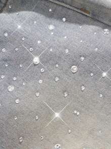Anewsta Quần short denim rách đính đá Maillard Rhinestone dành cho nữ - Lạc đà - Xem 8