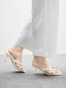 CUCCOO BIZCHIC 7cm Square Toe Ankle Strap Sandals, Apricot Color, Women - Apricot - View 4