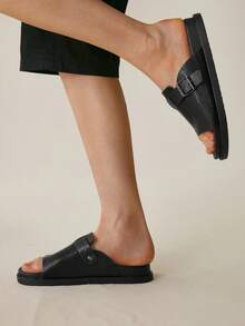 Solecia 2025年夏季男士休闲简约系带凉鞋，时尚沙滩拖鞋 - 黑色 - 查看 6