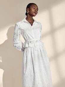 Almamuse Women's Elegant Embroidered Long Sleeve Cardigan And Skirt White 2-Piece Set Fall Cloth For Women - White - View 3