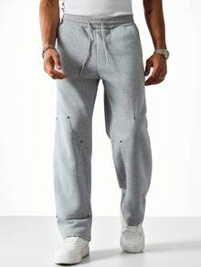 Manfinity EZcore 男士休闲印花运动裤、灰色宽松运动裤、阔腿运动裤、男士运动裤