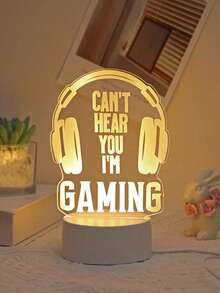 1PC 3D Acrylic Gaming Night Light - LED Earphone & Controller Design For Gamer Room Decor, Cool Birthday Gift For Men Boys - Yellow - View 5